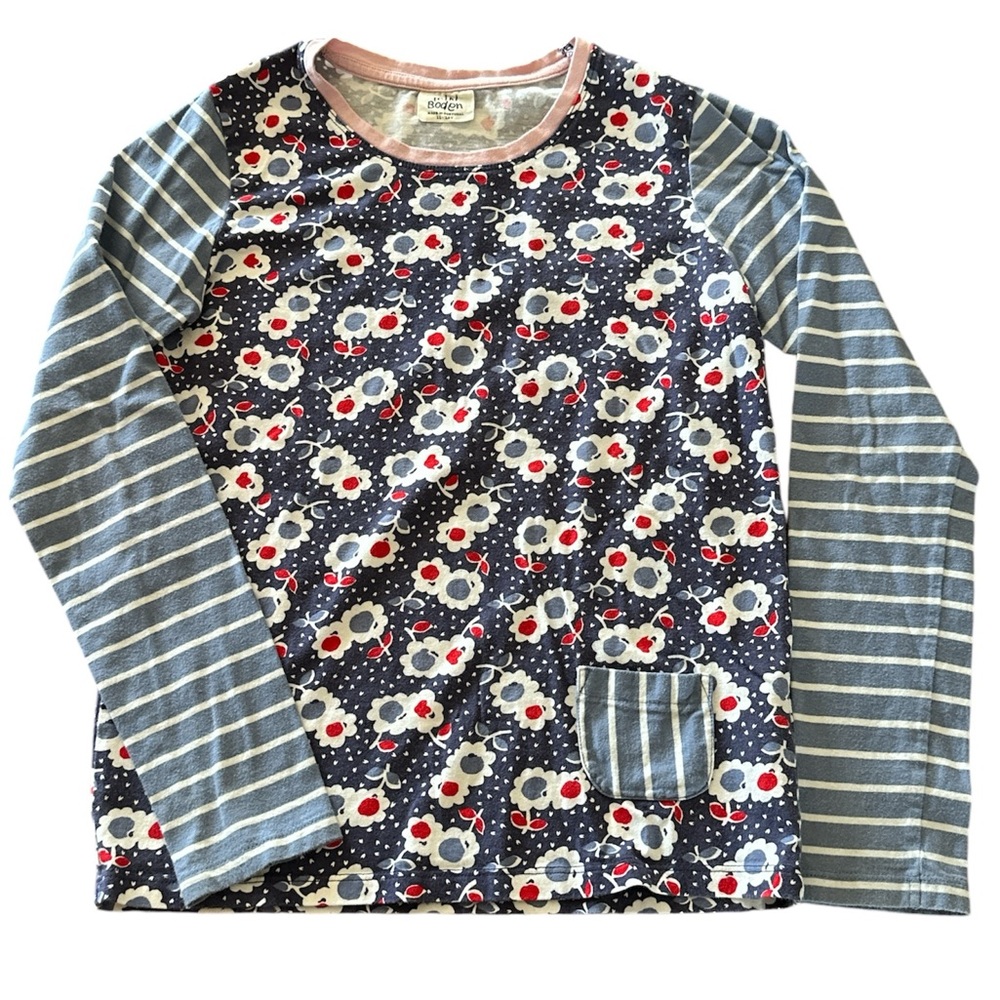 Mini Boden striped and floral long sleeve shirt - Girls' Size 11-12Y